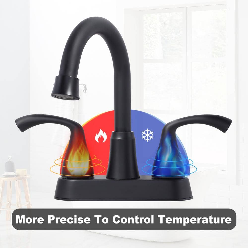 Matte Black High Arc Double Handle Bathroom Faucet