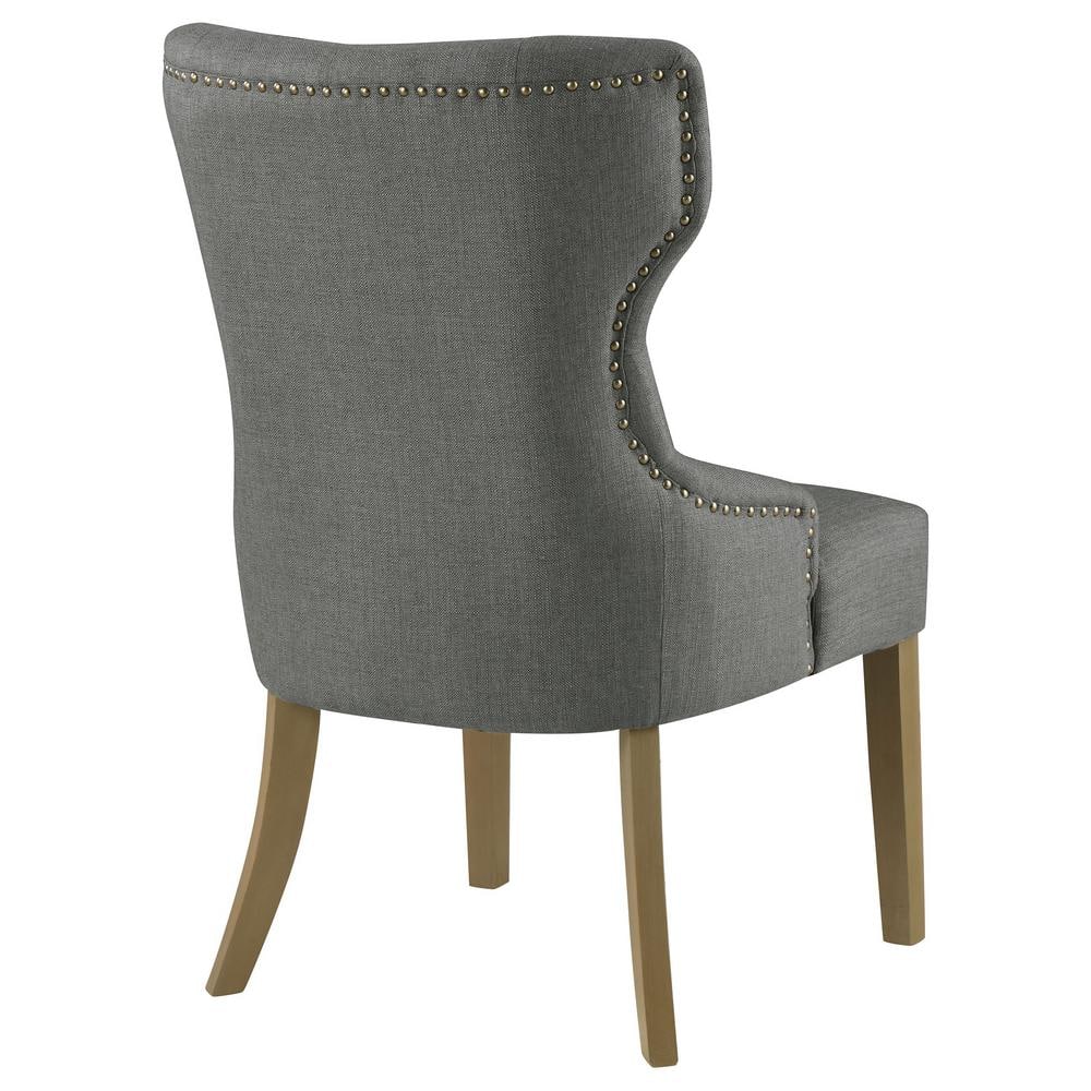 Elegant Dark Gray Tufted Side Chair with Wooden Legs