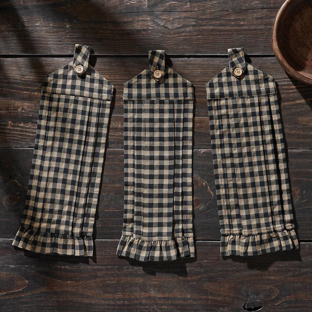 Black Check Button Loop cotton Kitchen Tea Towel Set (Set of 3) price history on PriceWatchPro