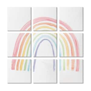 "Traditional Rainbow Stripes Kid's Minimal Arches" by Daphne Polselli 9-Piece Unframed Nature Wall Art 12 in. x 12 in.