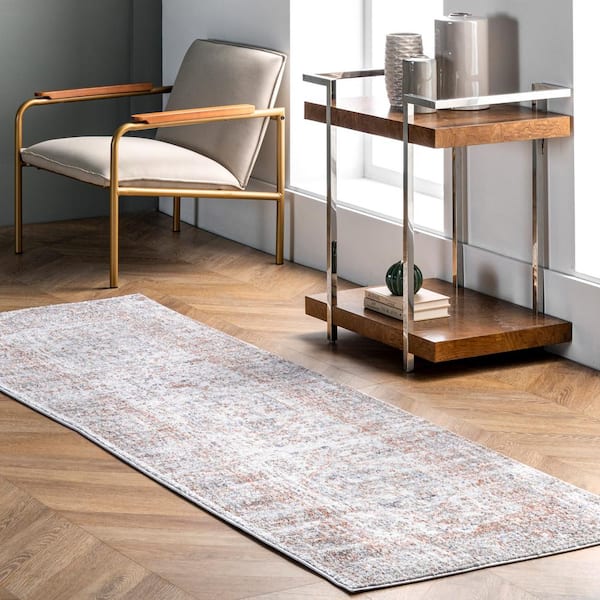 Jacquie Vintage Floral Silver 3 ft. x 10 ft. Runner Rug