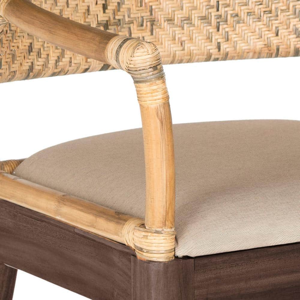 Carlo Transitional Rattan Arm Chair with Honey Mahogany Legs