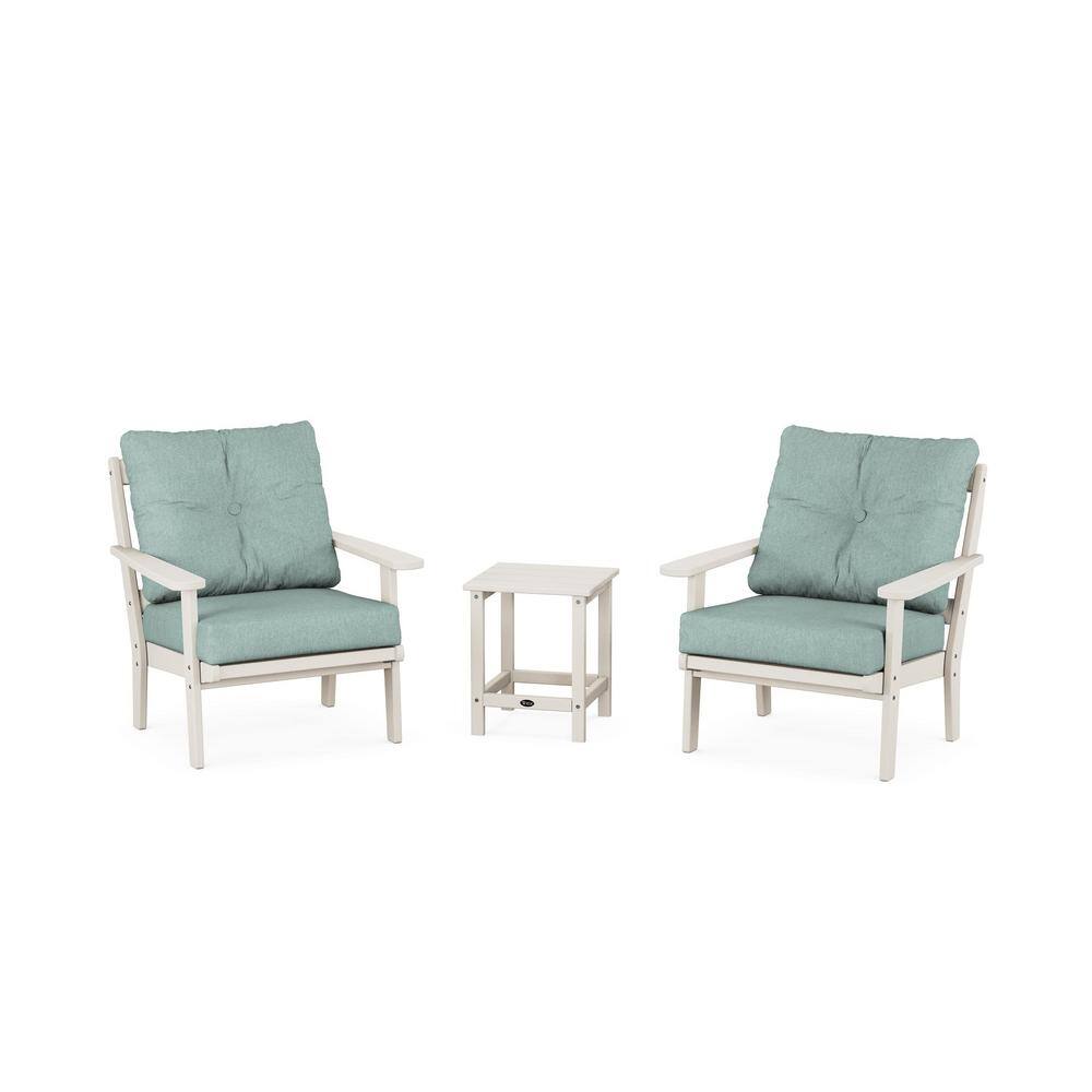 Cape Cod Sand Castle 3-Piece Plastic Patio Conversation Set in Glacier Spa Cushions price history on PriceWatchPro