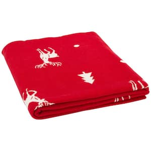 Miracle Reindeers Red Cotton Throw Blanket