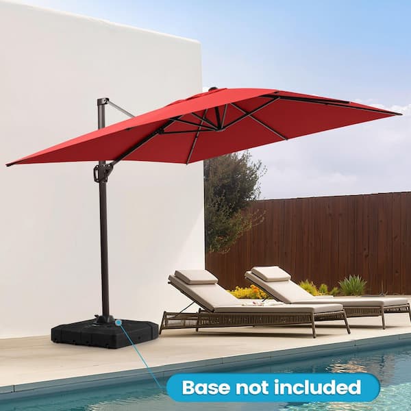 Crestlive Products 11 ft. x 9 ft. Polyester 360° Rotation Cantilever Tilt Patio Umbrella in Red