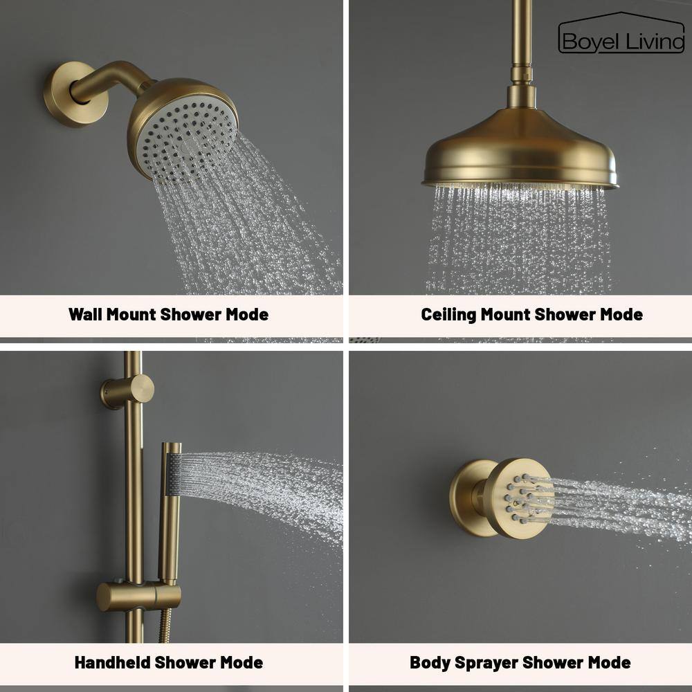 Brushed Gold Dual Rain and Handheld Shower System