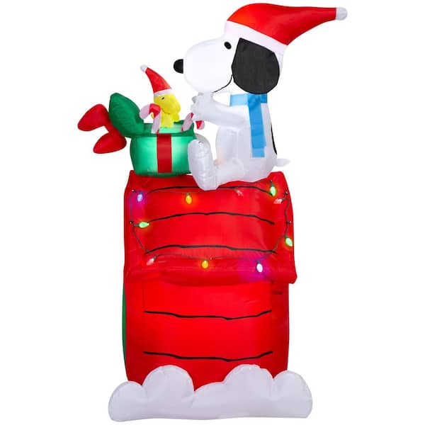 5.5 ft. Tall x 2.7 ft. Wide Airblown Snoopy and Woodstock on Doghouse Christmas Inflatable