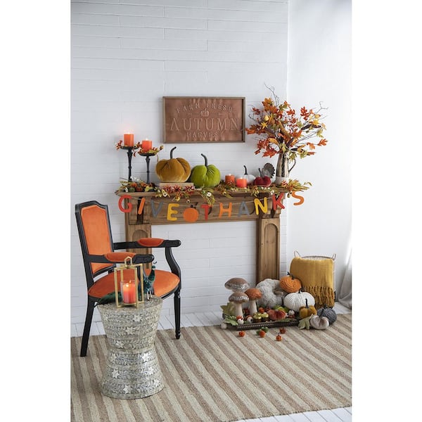 Gray 7 in. L x 7 in. W x 6 in. H Chenille Weighted Pumpkin (Set of 2) for Holiday Harvest Festival Fall Festival