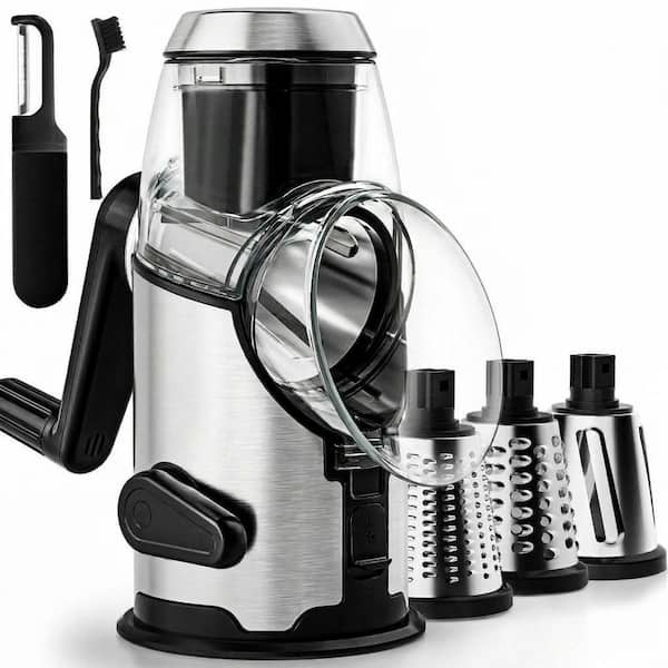 Rotary Cheese Grater Stainless Steel Blades Mandoline Slicer Vegetable Shredder Nut Grinder Peeler
