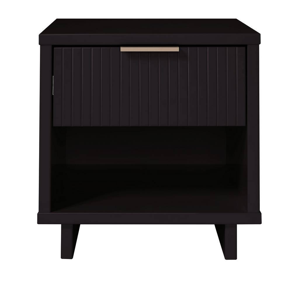 Granville Black 1-Drawer 18.11 in. W Nightstand