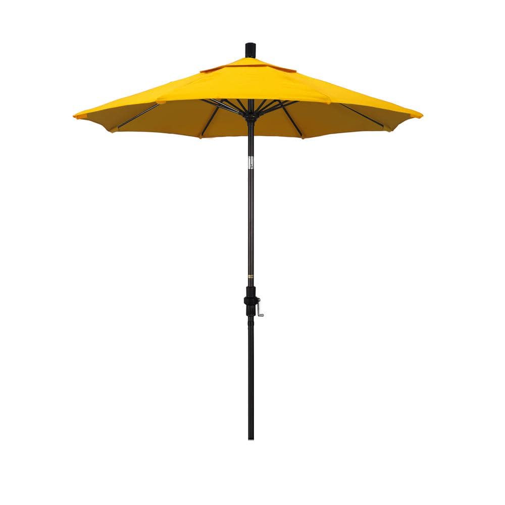 7.5 in. Bronze Aluminum Pole Market Fiberglass Ribs Collar Tilt Crank Lift Outdoor Patio Umbrella in Sunflower Yellow price history on PriceWatchPro