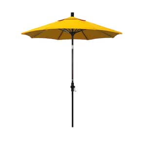 7.5 in. Bronze Aluminum Pole Market Fiberglass Ribs Collar Tilt Crank Lift Outdoor Patio Umbrella in Sunflower Yellow