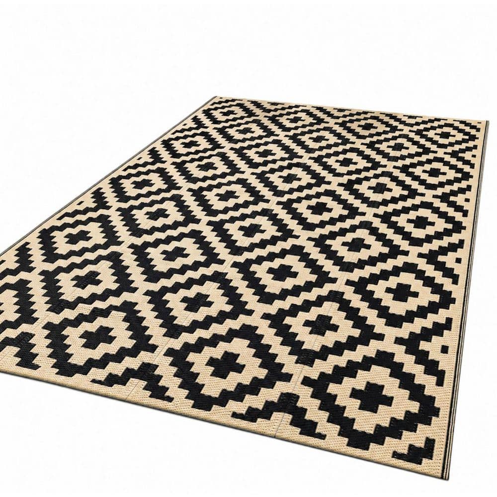 Waterproof Reversible Outdoor Rug Patio Mat 5x8 in. Geometric Pattern UV Protected Easy Clean Indoor Outdoor price history on PriceWatchPro