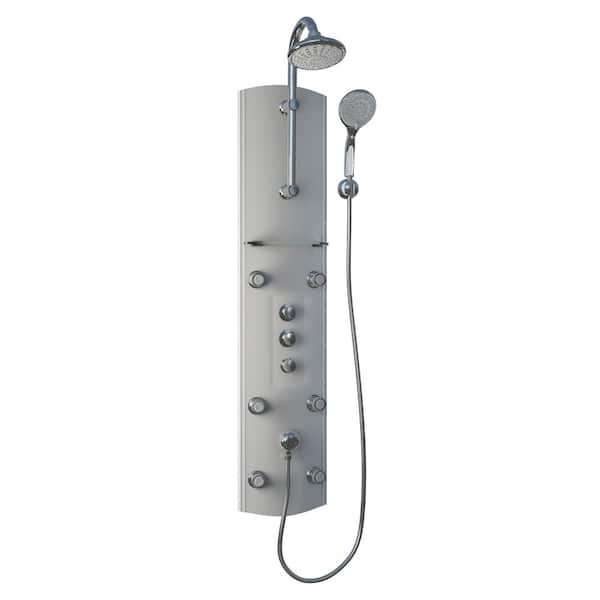 DreamLine 54.5 in. Hydrotherapy 6-Jet Shower Panel System in Satin (Valve Included)