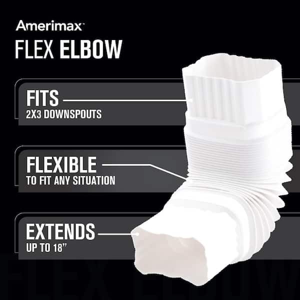 Flex-Elbow 2 in. x 3 in. White Vinyl Downspout Elbow