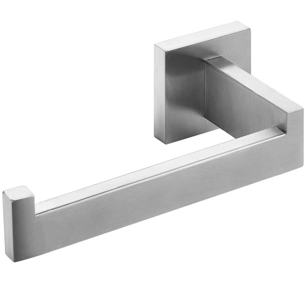 Wall Mounted Single Post Square Stainless Steel Toilet Paper Holder in Brus