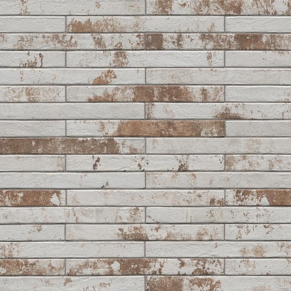 MSI Brickstone Rustique White Brick 2 in. x 18 in. Matte Porcelain Floor and Wall Tile (8 sq. ft./Case)