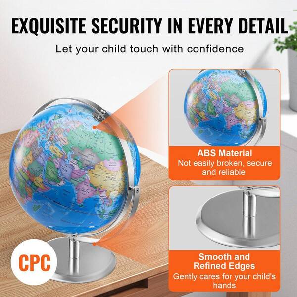 SKYSHALO 11.81 in. x 9 in. 228.6 mm, Talking World Globe