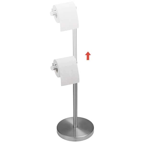 BWE Freestanding Adjustable Height 14.6 to 25.7 in. Modern Stainless Steel Bathroom Toilet Paper Holder in Brushed Nickel