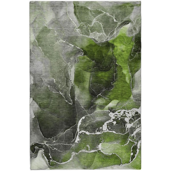 Dream Shag Premium Machine Washable Abstract ADS503 Green 9 ft. x 12 ft. Area Rug