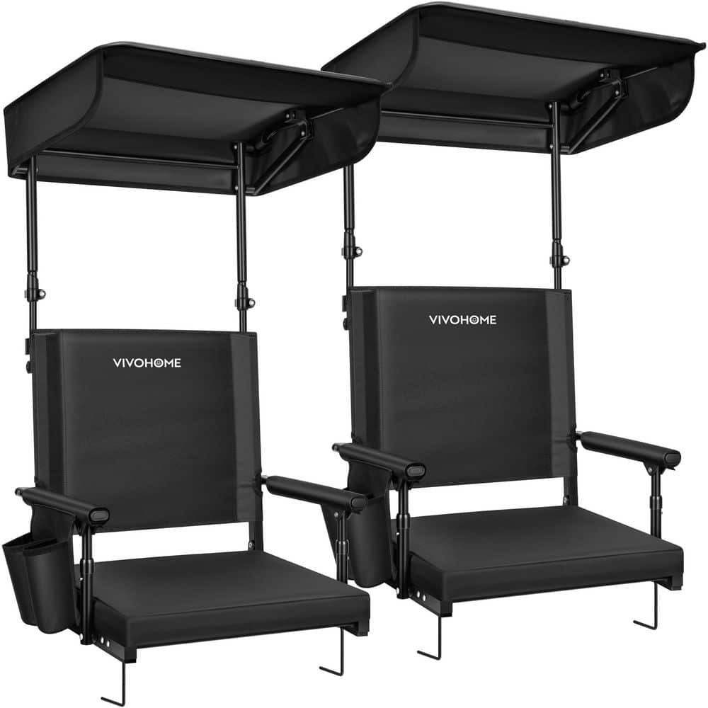 Portable Stadium Chair with Adjustable Sunshade Canopy and Back Support in Black price history on PriceWatchPro