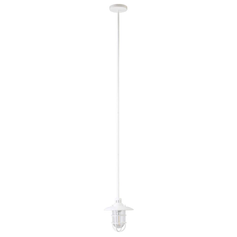White Glass and Metal Globe Pendant Light