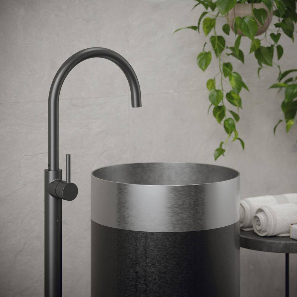 Karran 15'' Stainless Steel and Gunmetal Grey Pedestal Sink