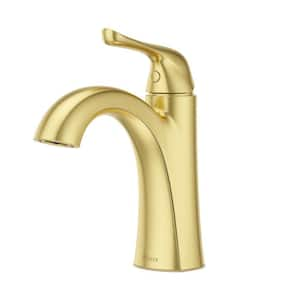 Willa Single Handle Single Hole Bathroom Faucet With Deck plate in Brushed Gold