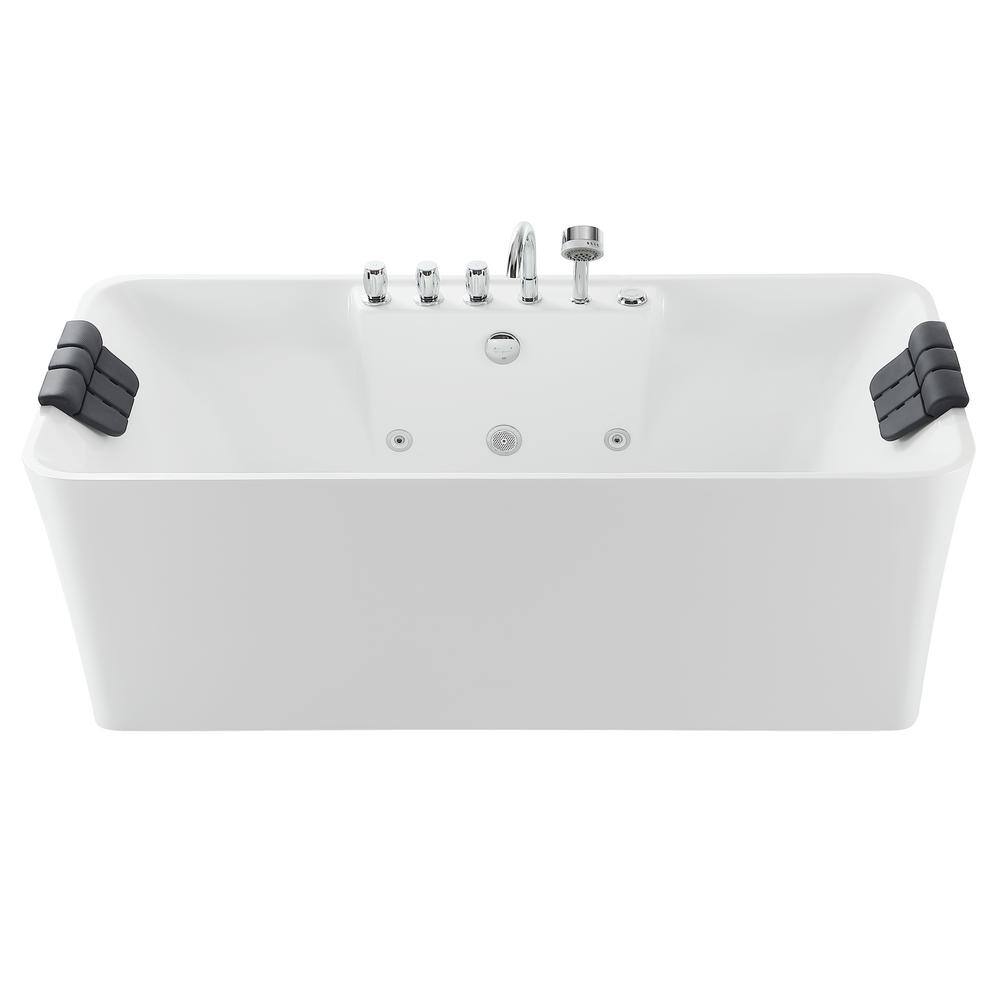 67'' White Acrylic Freestanding Whirlpool Bathtub with Jets