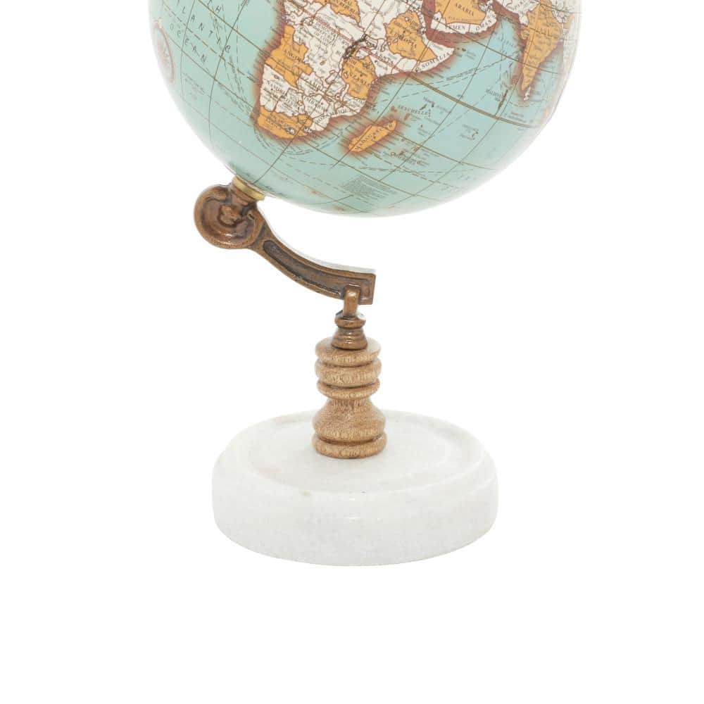 Teal Abstract Marble Base 14" Decorative Globe