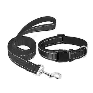 Reflective Dog Collar Soft Breathable Nylon Pet Collar Adjustable for Extra Large Dogs, Black, XL
