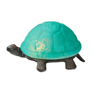 Turtle 4 .75 in. Aqua and Antique Bronze Novelty Accent Lamp
