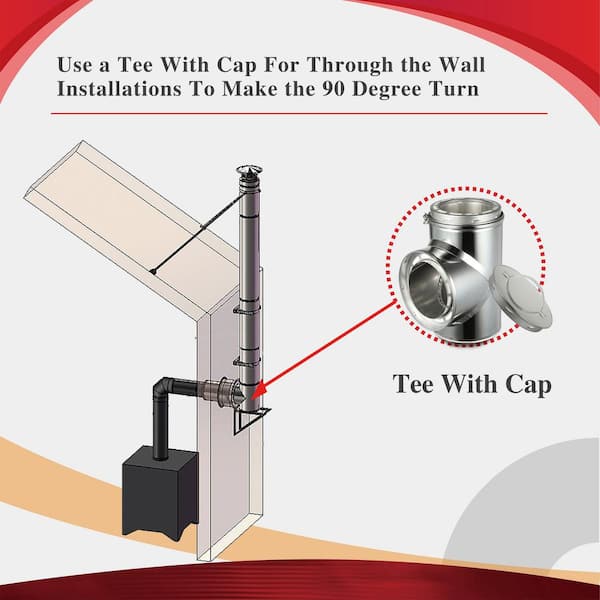 AllFuel HST Tee with Clean-Out Cap for 8 Inner Diameter Chimney Pipe