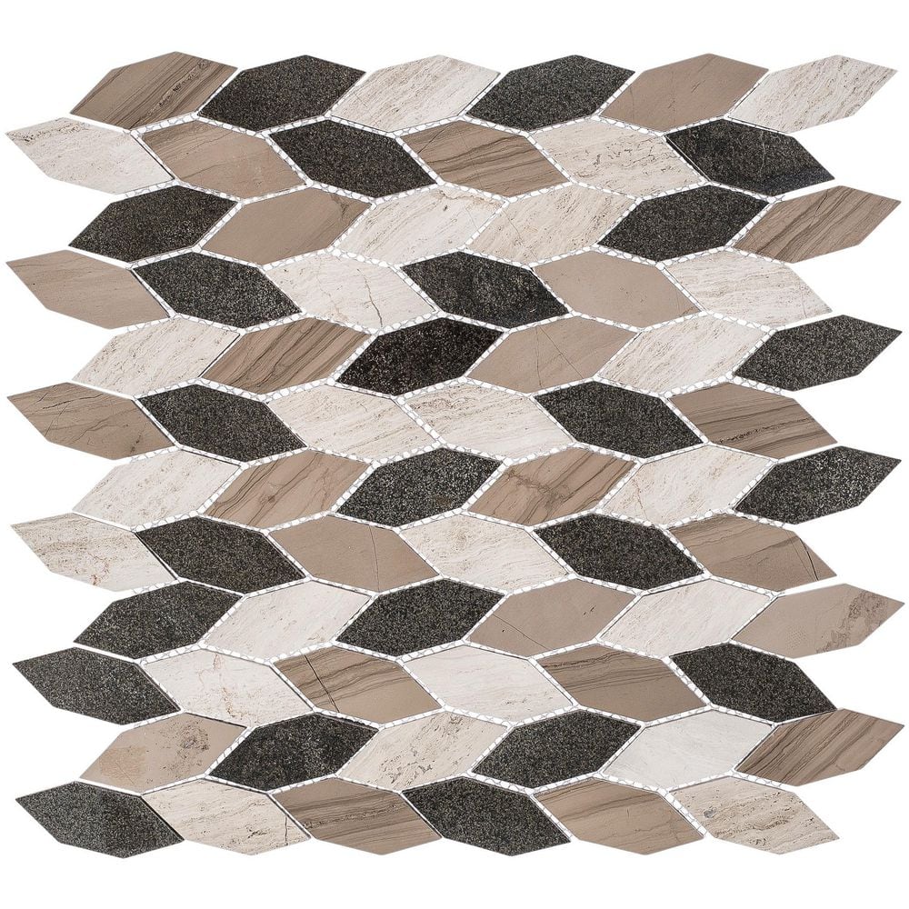 Hazelton Brown and Gray Natural Stone Hexagon Mosaic Tile