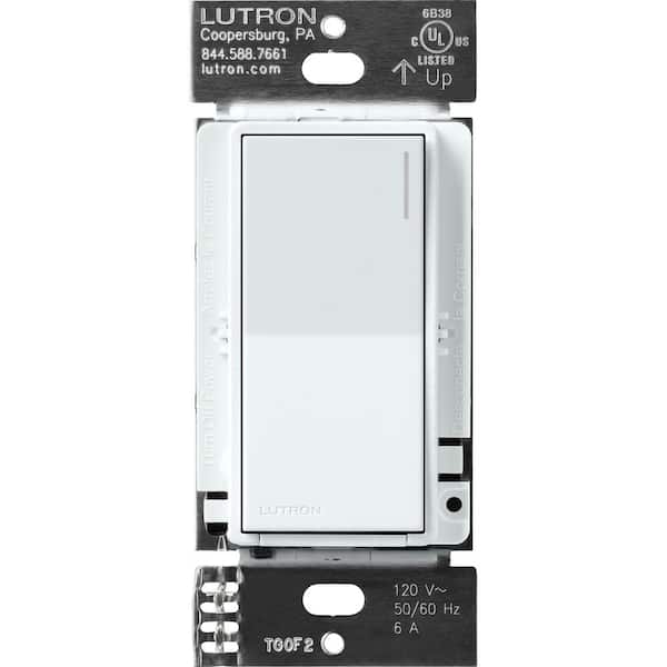 Lutron Sunnata Switch, for 6A Lighting or 3A 1/10 HP Motor, Single Pole/Multi Location, Glacier White (ST-6ANS-GL)