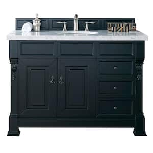 Brookfield 48 in. W x 23.5 in.D x 34.3 in. H Single Bath Vanity in Antique Black with Carrara Marble Top