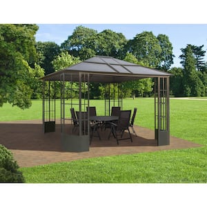 Savino 10 ft. x 12 ft. Black Rustproof Aluminum Framed Gazebo