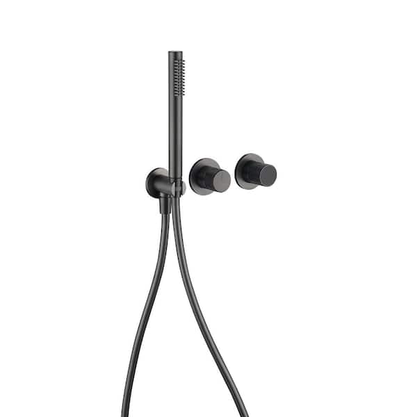 Shower System 3-Spray 3 in. Dual Wall Mount Fixed and Handheld Shower Head 2.5 GPM in Matte Gray