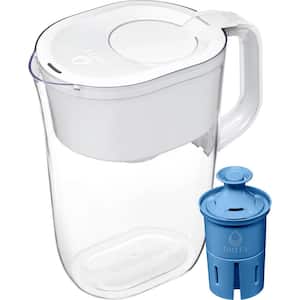Tahoe 10-Cup Large Water Filter Pitcher in White with 1-Elite Filter