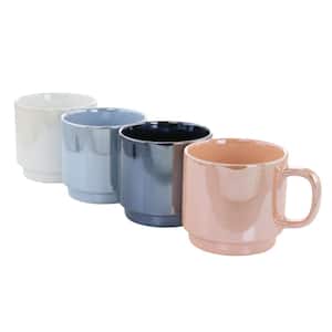 Cafe Celestial 4 Piece 14.8 oz. Stoneware Pearlized Beverage Mug Set in Assorted Colors