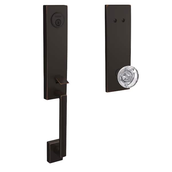 Custom Century Aged Bronze 3/4 Trim Dummy Door Handleset with Hobson Glass Knob