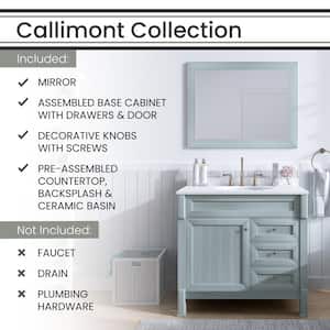 35.43 in. W x 22.05 in. D x 33.46 in.H Callimont Vanity Cabinet with Sink, 3 Drawers, Blue Cabinet