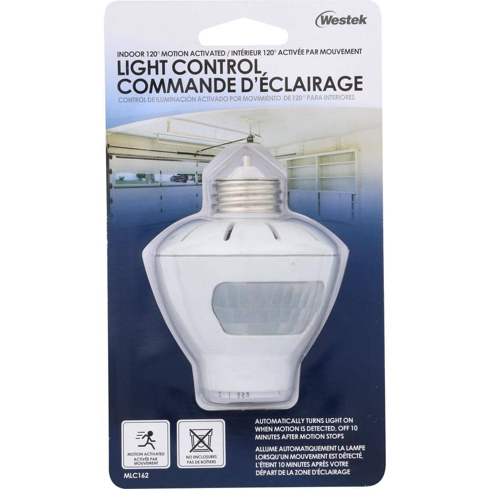 White Plastic Motion-Sensing Light Control Screw-In