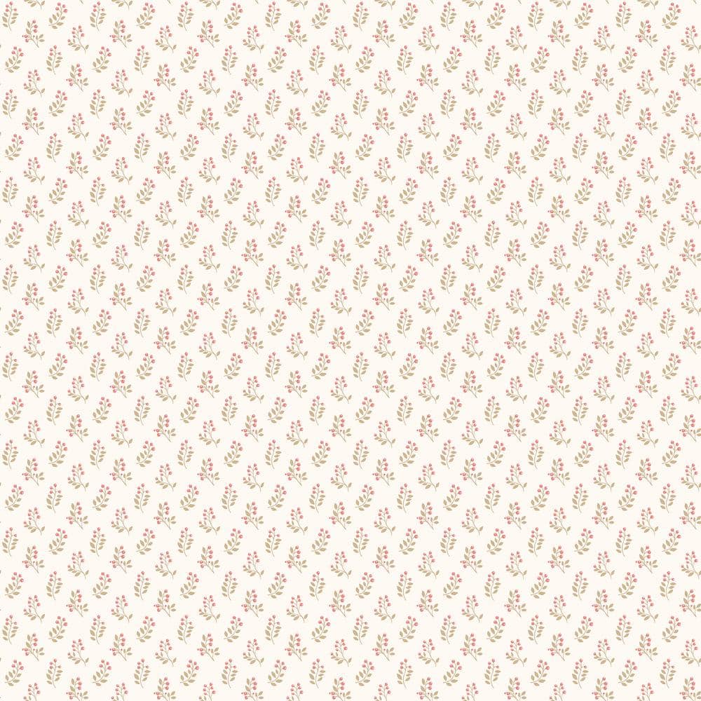 Vintage Floral Bud Cranberry Tan Matte Finish Non-Woven Paper Non-Pasted Wa