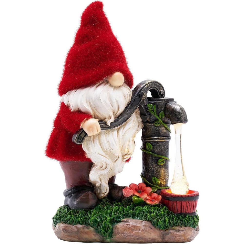 Red Resin Solar Gnomes Garden Statues