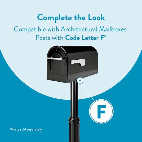 Boulder Black, Large, Steel, Post Mount Mailbox with Silver Handle and Flag