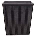 Jamaica Wicker Large 15 in. x 15 in. 26 Qt. Dark Coffee High-Density Resin Square Outdoor Planter