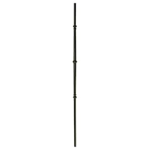 44 in. x 5/8 in. Satin Black Round Venetian Fluted with Knuckle Hollow Iron Baluster