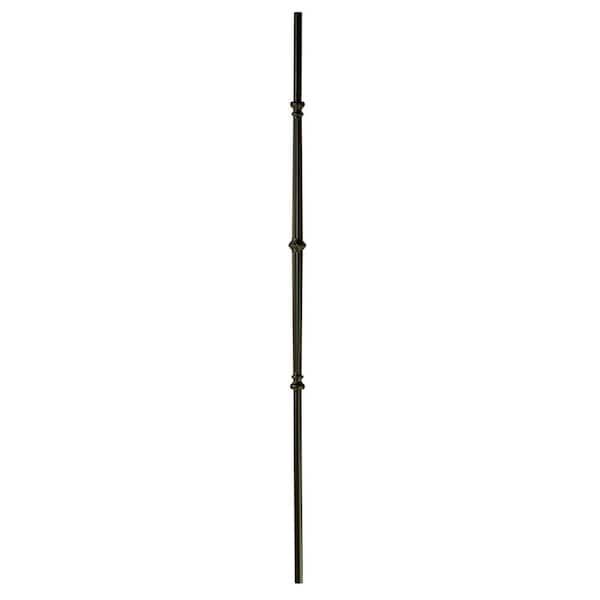 WM Coffman 44 in. x 5/8 in. Satin Black Round Venetian Fluted with Knuckle Hollow Iron Baluster