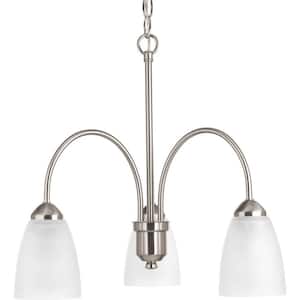 Gather Collection 3-Light Brushed Nickel Etched Glass Traditional Chandelier Light